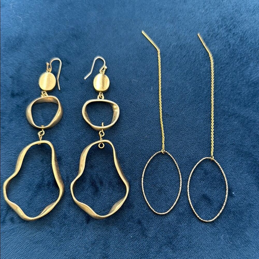 Vintage Unbranded Two Pair Dangle Drop Pierced Earrings